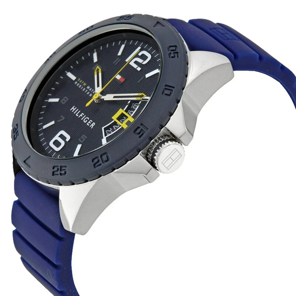 TOMMY HILFIGER 1791204 BLUE DIAL & SILICONE STRAP QUARTZ 46MM MENS WATCH